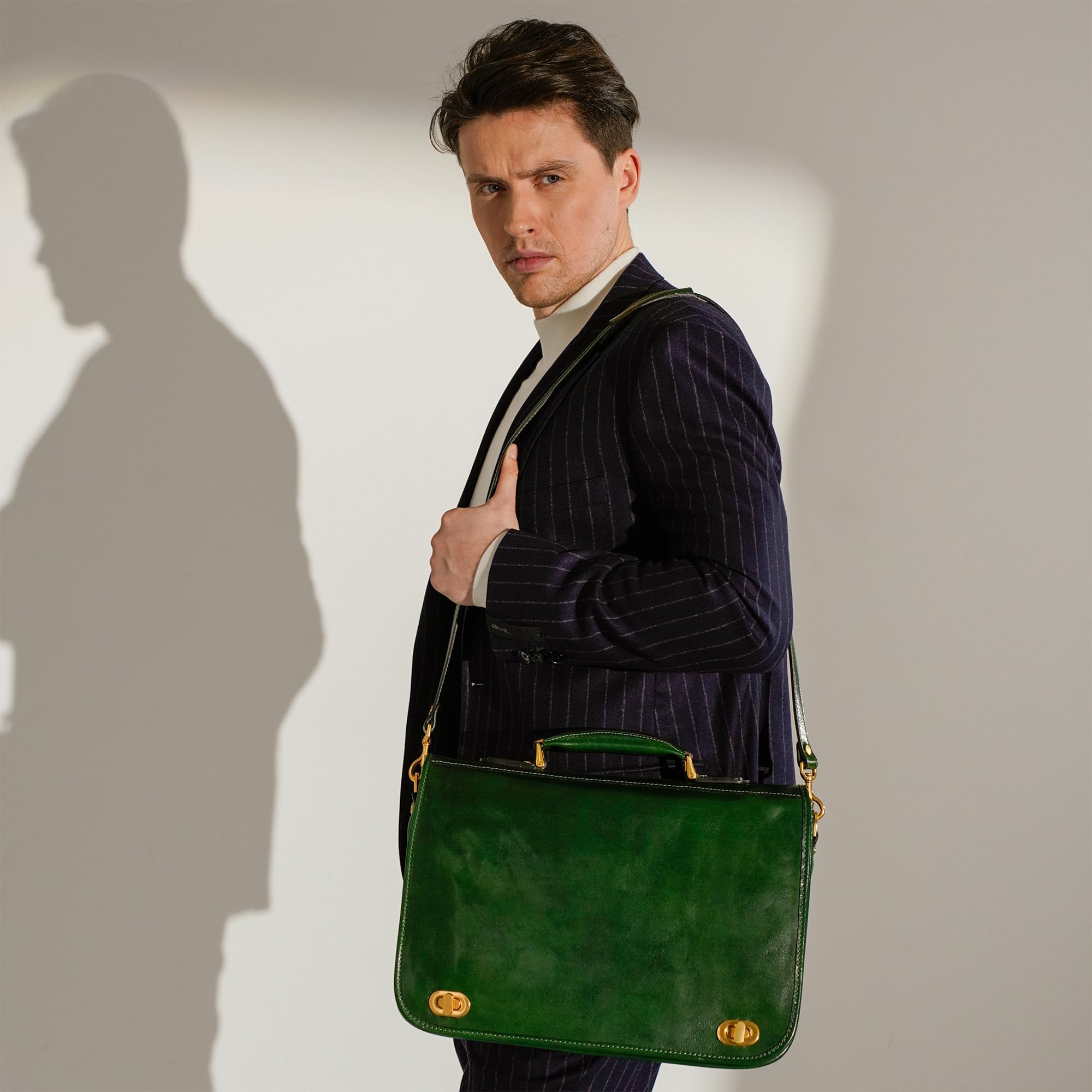 Time Resistance Maletín Portadocumentos para Mujer y Hombre de Cuero - Bolso Hombre del Piel Bandolera Maletines Mensajero
