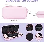 DLseego Pink Switch Case Set Carrying Case with 10 Slots Cute Protective Dockable Hard Shell with 4PCS Lovely Cat Paw Thumb Grips Caps and 1PC Flower Blossom Chain for Switch 2017 Version