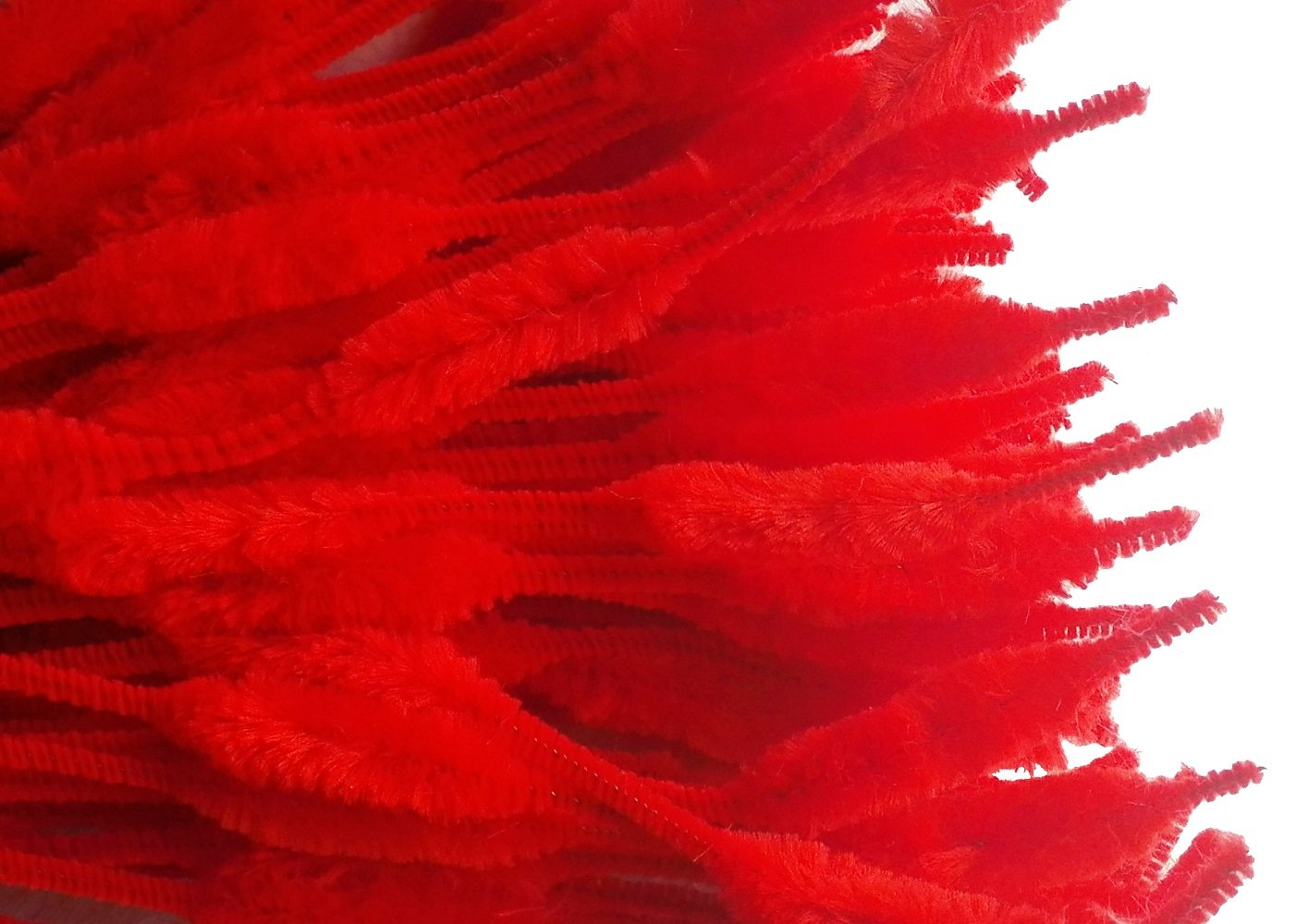 Vintage FAT RED Bump Chenille Fuzzy Wire Stems - By The Yard - Pipe Cleaner - Hard To Find