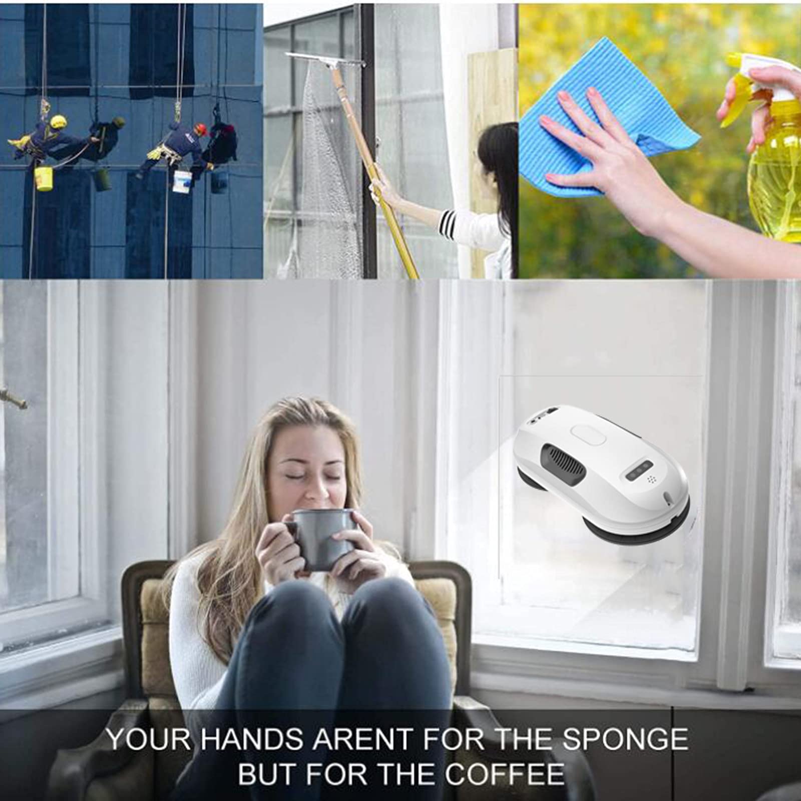 Inteligentny Robot do Mycia Okien z Natryskiem Wody, Robot Do Mycia Okien, Z Pilotem i Linką Bezpieczeństwa, Hotel Apartament Domowy Elektryczny Robot Do Mycia Szkła Z Pi(