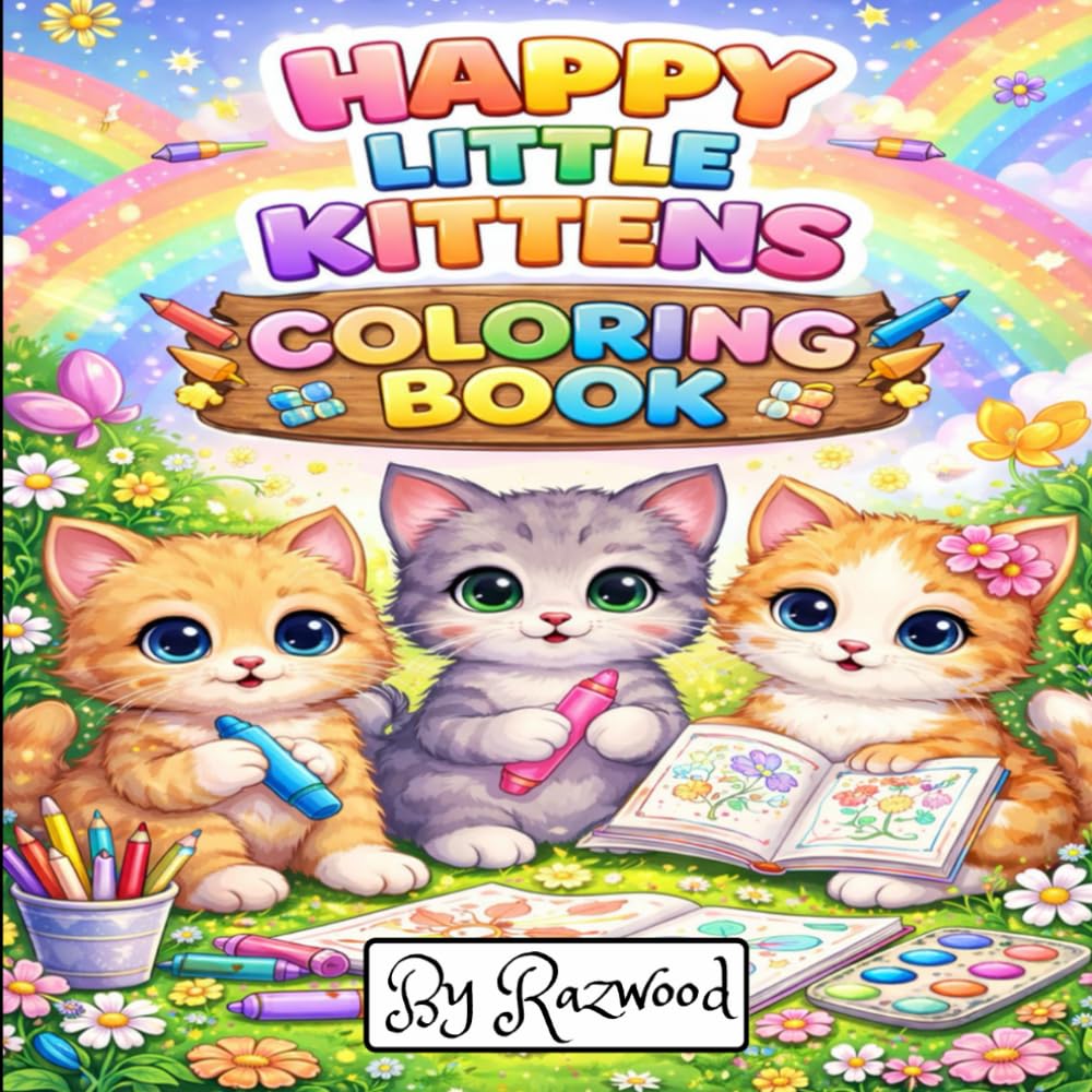 Happy Little Kittens: Simple & And Cute Animal Coloring Book