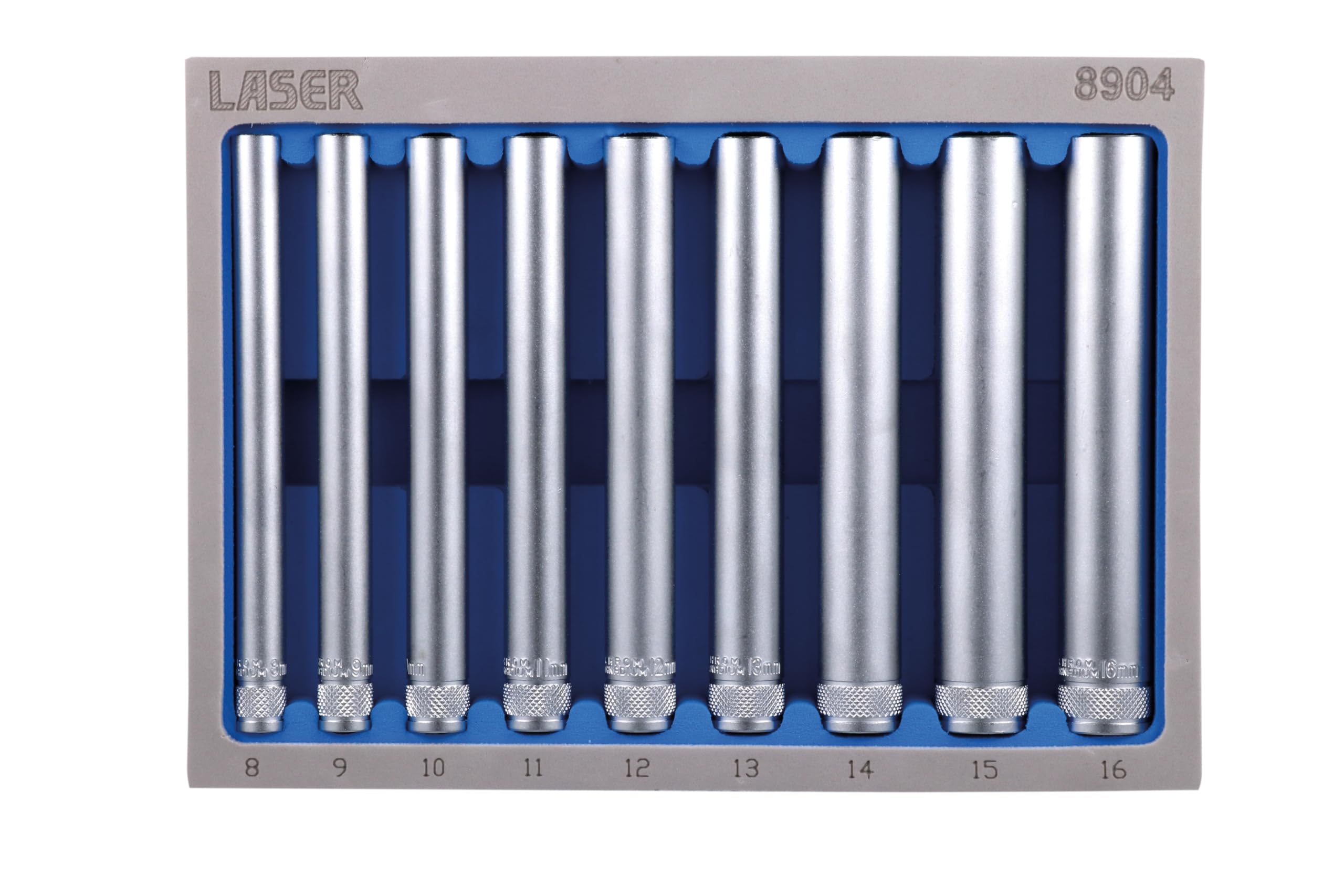 Laser 8904 Bardzo długi zestaw nasadek 1/10.2 cm D 9 szt
