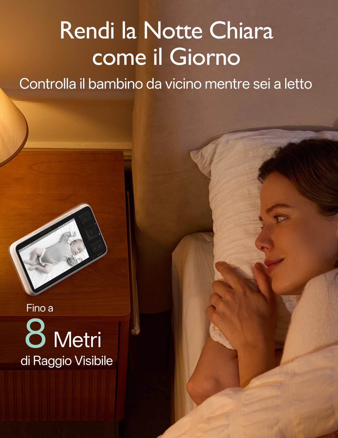 momcozy BM03S Baby Monitor Senza WiFi Portata 500m, 5,5" 1080P, 5800mAh | VOX, Connessione FHSS privata, zona sicura, rilevamento movimento, visione notturna, audio a due vie