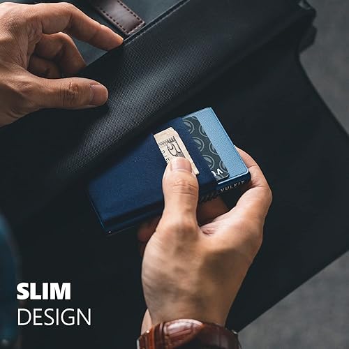 Miniatura 4 de VULKIT Billetera minimalista con ventana de identificación y bolsillo EDC con bolsillo desplegable para tarjetas de crédito y bloqueo RFID, diseño