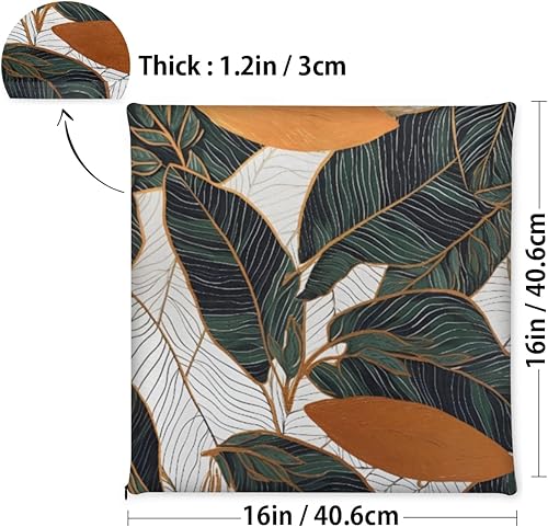 Miniatura 3 de Bardic Cojín para silla, 1 paquete de espuma viscoelástica con hojas tropicales, hojas de palmera, almohadillas cuadradas extraíbles para sillas de