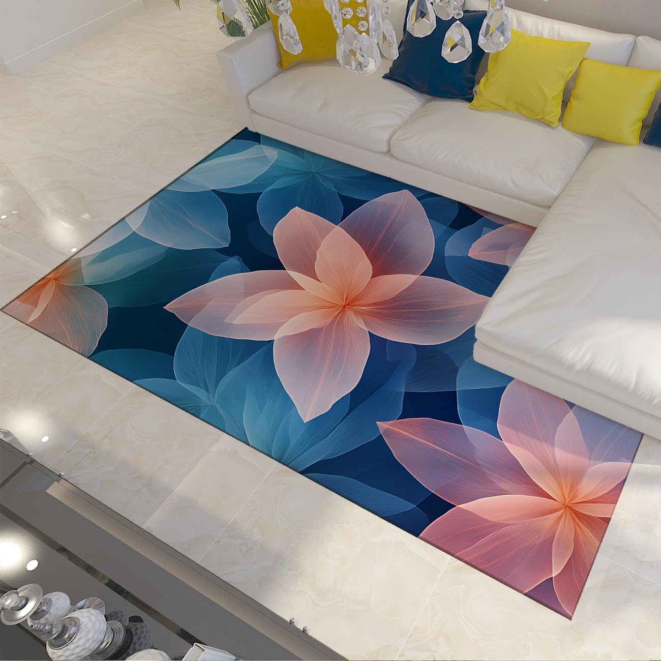 Descente de lit rose et bleu 60x90cm douce et antidérapante pour un réveil cocooning