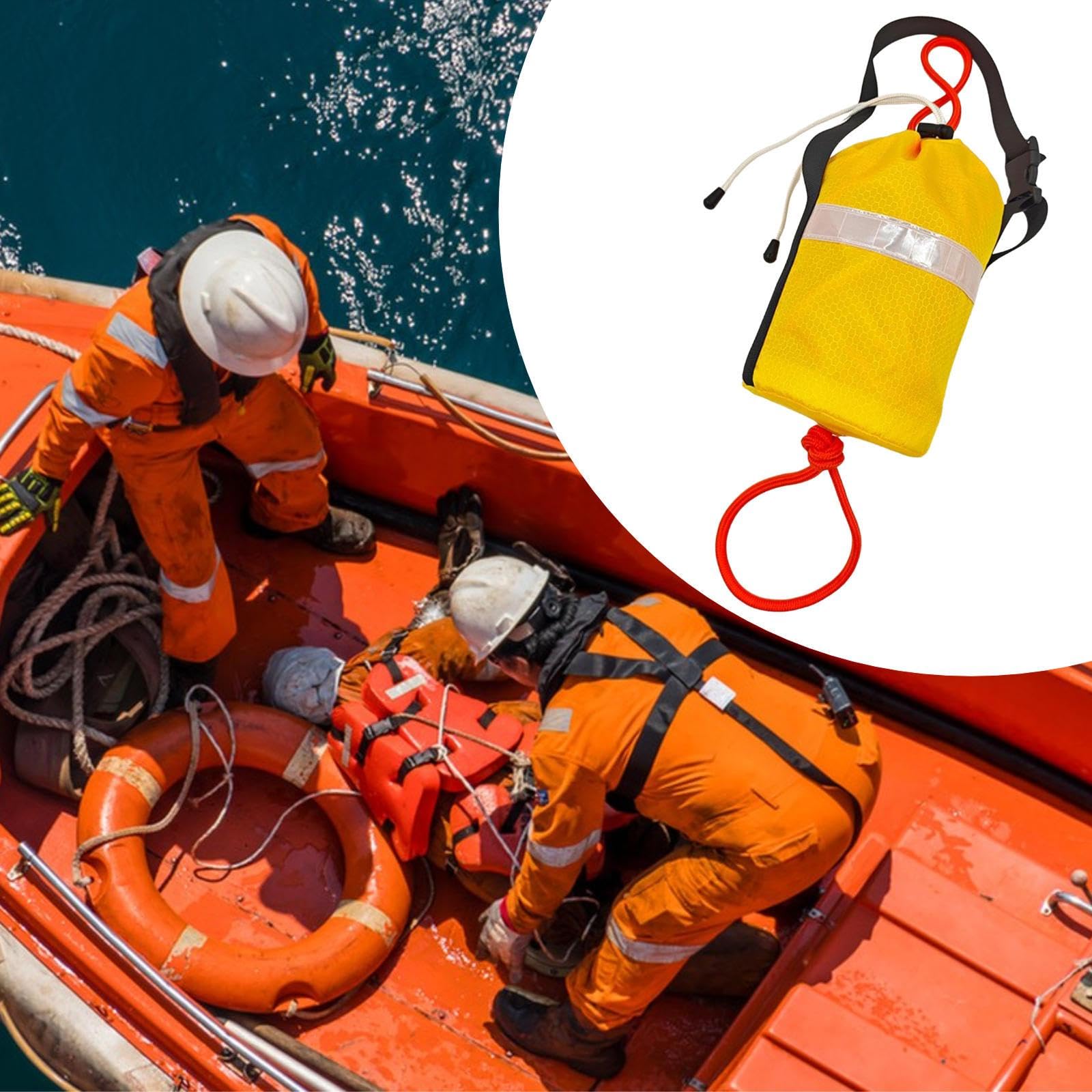 Baoblaze Borsa Porta-Corda da Lancio, Dispositivo lanciabile Leggero e Resistente all'abrasione con Corda Riflettente da 21 m per Canoa, Nautica