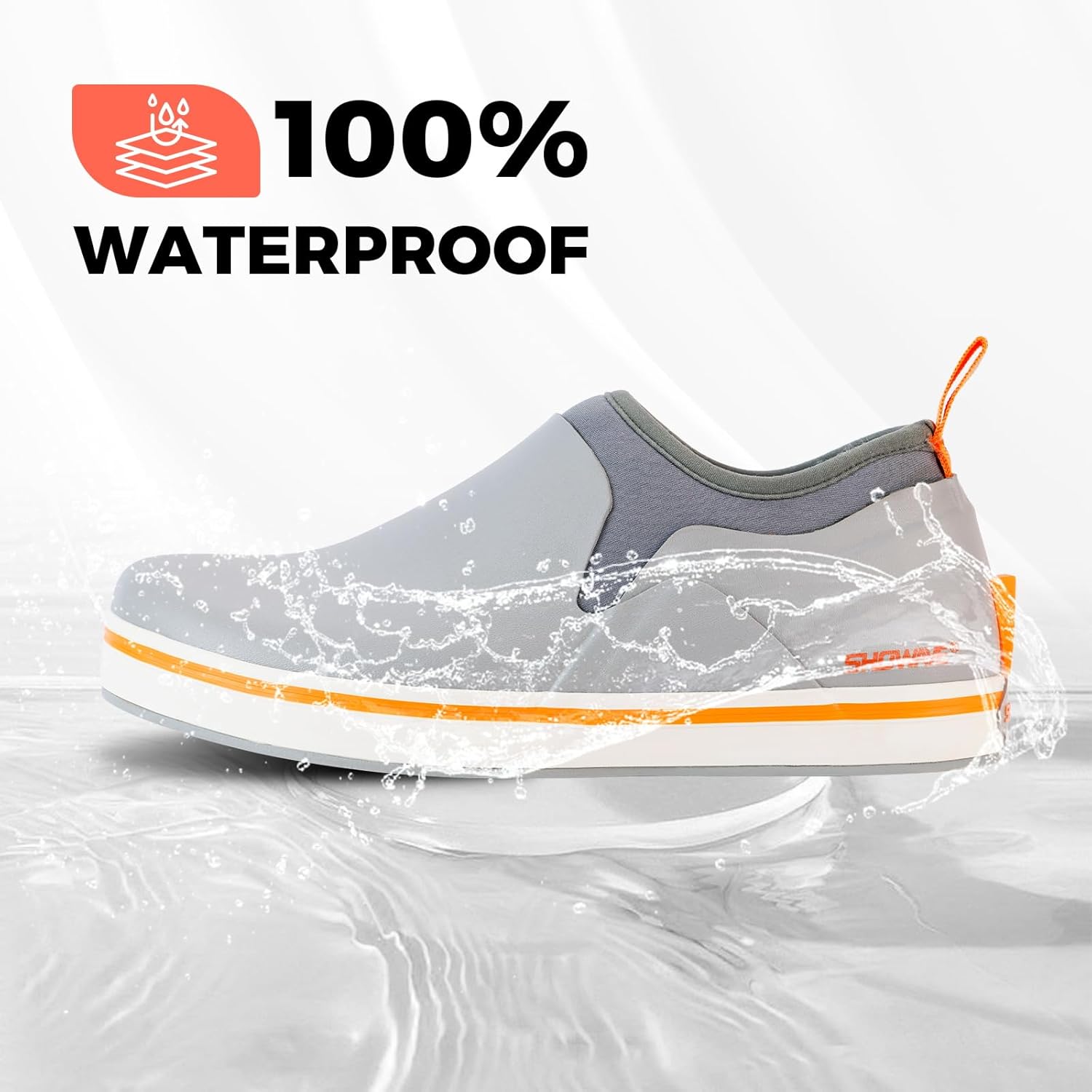 Showave Deck Shoes for Women Waterproof Garden Shoes Slip-on Rain Shoes Breathable Ruber Mud Shoes for Outdoor Fishing Walking Gardening Walking - Image 5