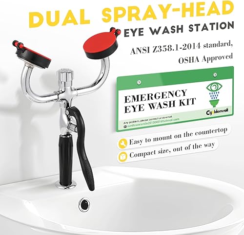 Miniatura 2 de CGOLDENWALL Estación de lavado de ojos de mano, manguera de empapado, cabezal de pulverización de lavado de ojos, manguera de 5.512 in, kit de