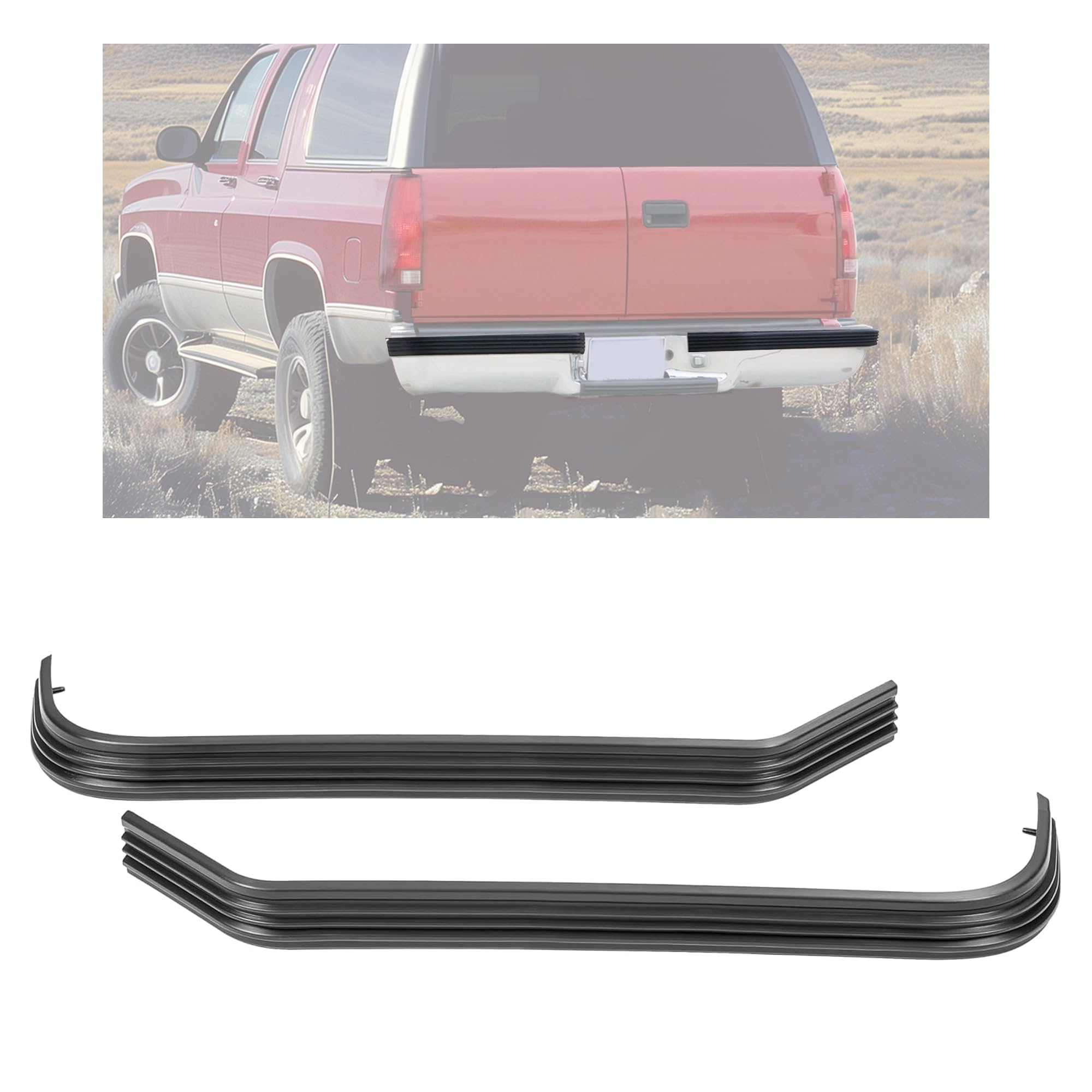 HECASA Rear LH & RH Bumper Molding Compatible with 1988-2000 Chevy Chevrolet GMC C/K 1500 2500 3500 Fleetside/Styleside Rear Bumper Step Pad Molding Trim 2pc GM1158327, GM1159327, 15574115, 15574116