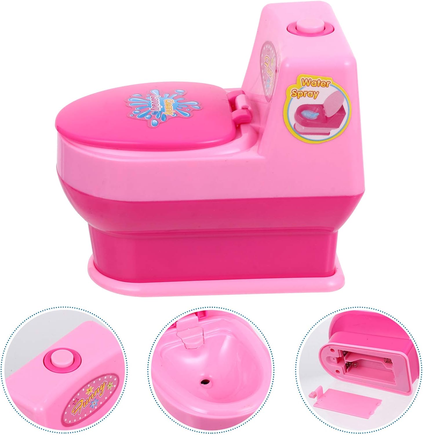 Vaguelly Mini Electric Commode Toy 4.52 Inch Realistic Dollhouse Bathroom Accessory Pretend Play Toy for Kids Role-Playing and Imaginative Fun