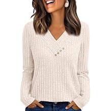 Womens Long Sleeve V Neck Tunic Sweater 2026 Fall Fashion Tops
