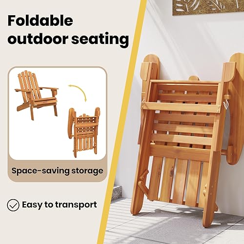 Miniatura 7 de vidaXL Silla Adirondack para patio con diseño ergonómico, hecha de madera de acacia maciza, acabado en aceite, plegable para un fácil