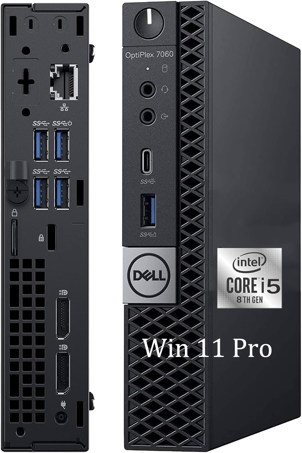 Dell Optiplex 7060 Micro Ordinateur de Bureau Mini, Intel Core i5-8500T, 16 Go de RAM, SSD 256 Go, Bluetooth & Wi-FI, Clavier Américain (QWERTY), Windows 11 Pro (Reconditionné)