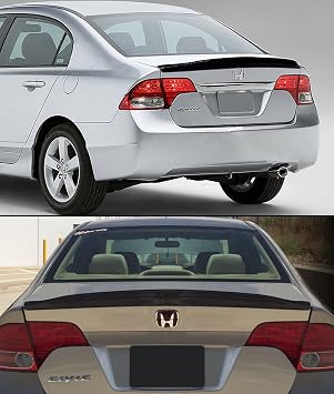 High Kick JDM Duck Tail Duckbill Trunk Lid Spoiler Glossy Black Compatible with 2006-2011 Honda Civic 4 Door Sedan