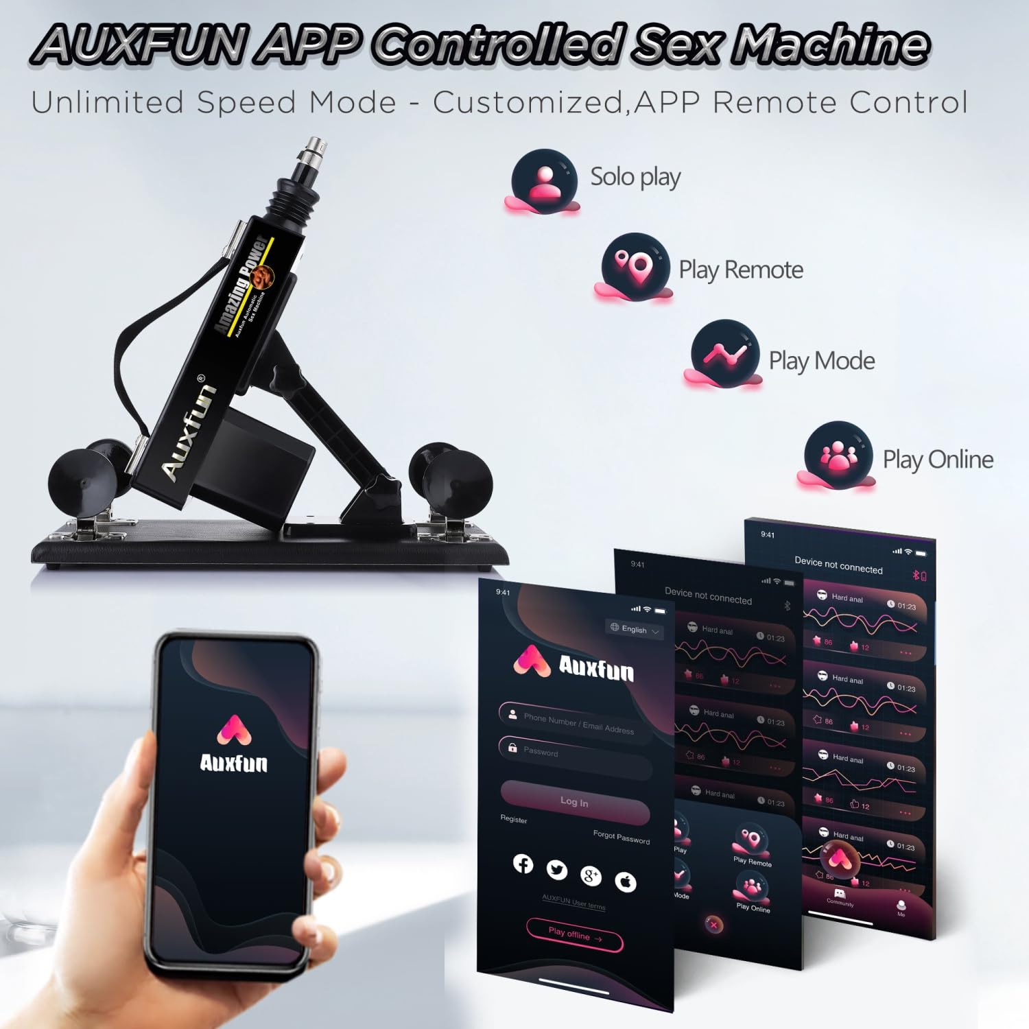 Sex Machine Fuck Machine with 3XLR Connector,Dildo Machine with Realistic Dildo, Love Machine Sex Toys 7 Attachments with Suction Cup Adapter Adult Toys for Women: App Controlled Sex Machine