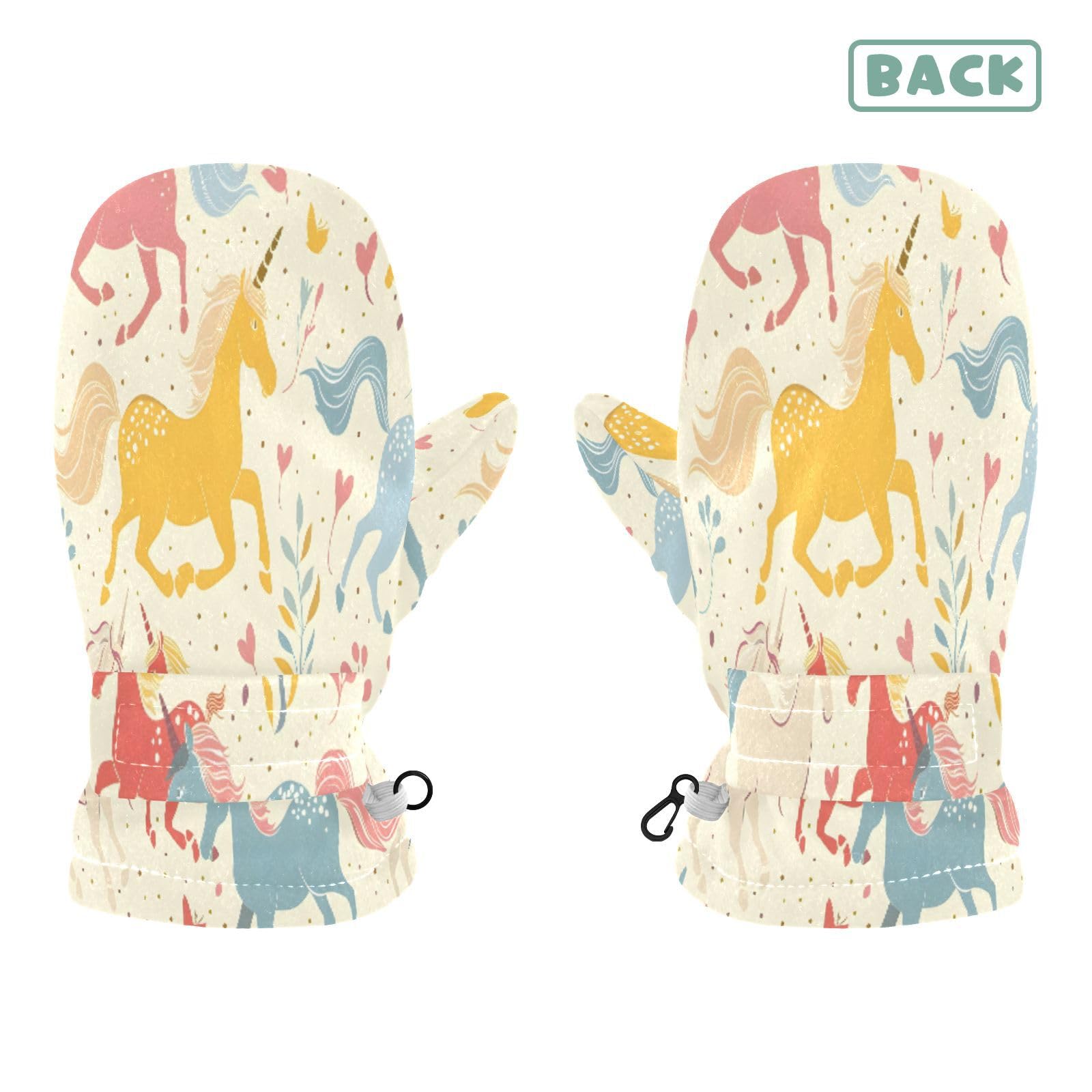 Kid's Winter Gloves Children Warm Gloves Yellow Blue Unicorn for Boys Girl Age 4-6 Years