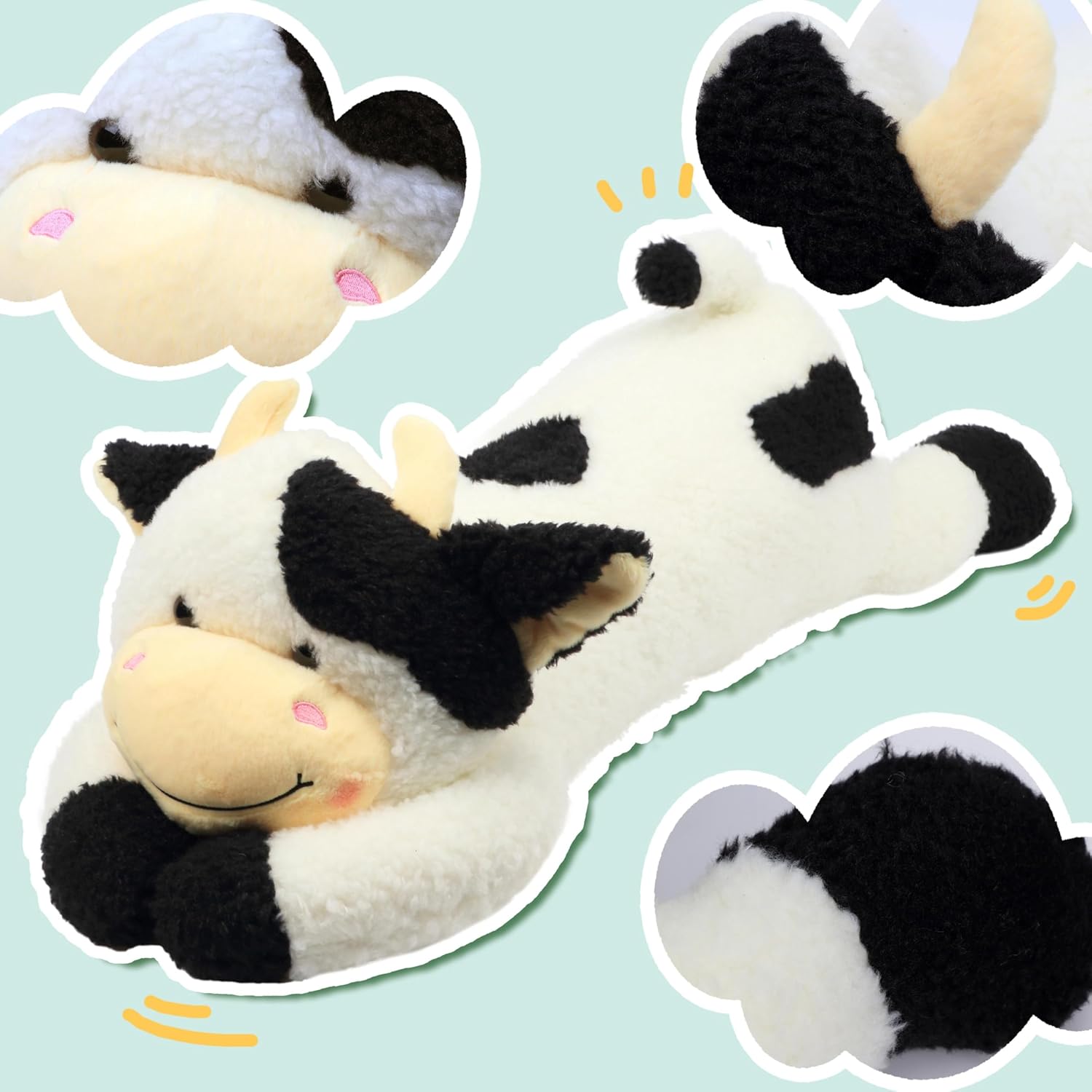 Easfan 36’’ Lying Cow Stuffed Animal Large Hugging Cow Plush Pillow Toy Soft Cute Cattle Doll Home Decoration Christmas Birthday Gifts for Kids Adults Boys Girls