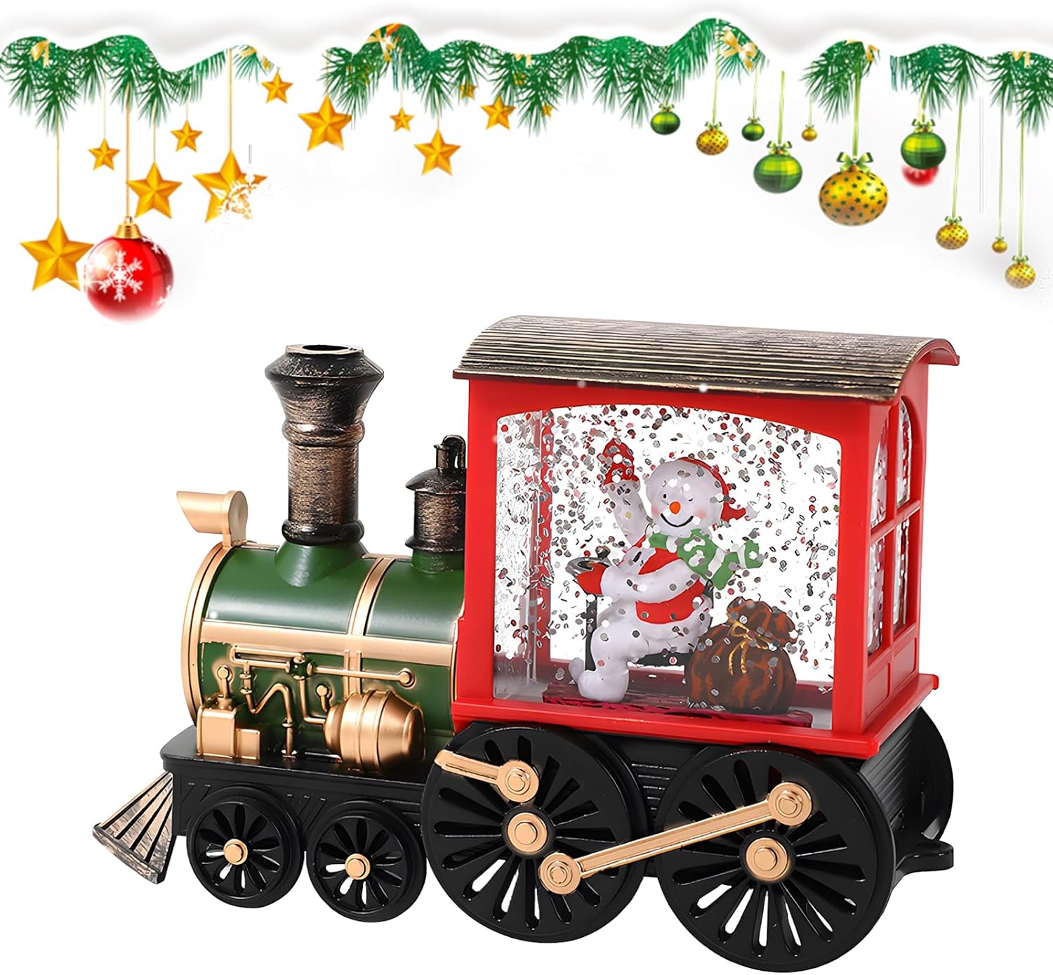 Amazon.com: Christmas Snow Globe Lantern Train, with Water Swirling ...