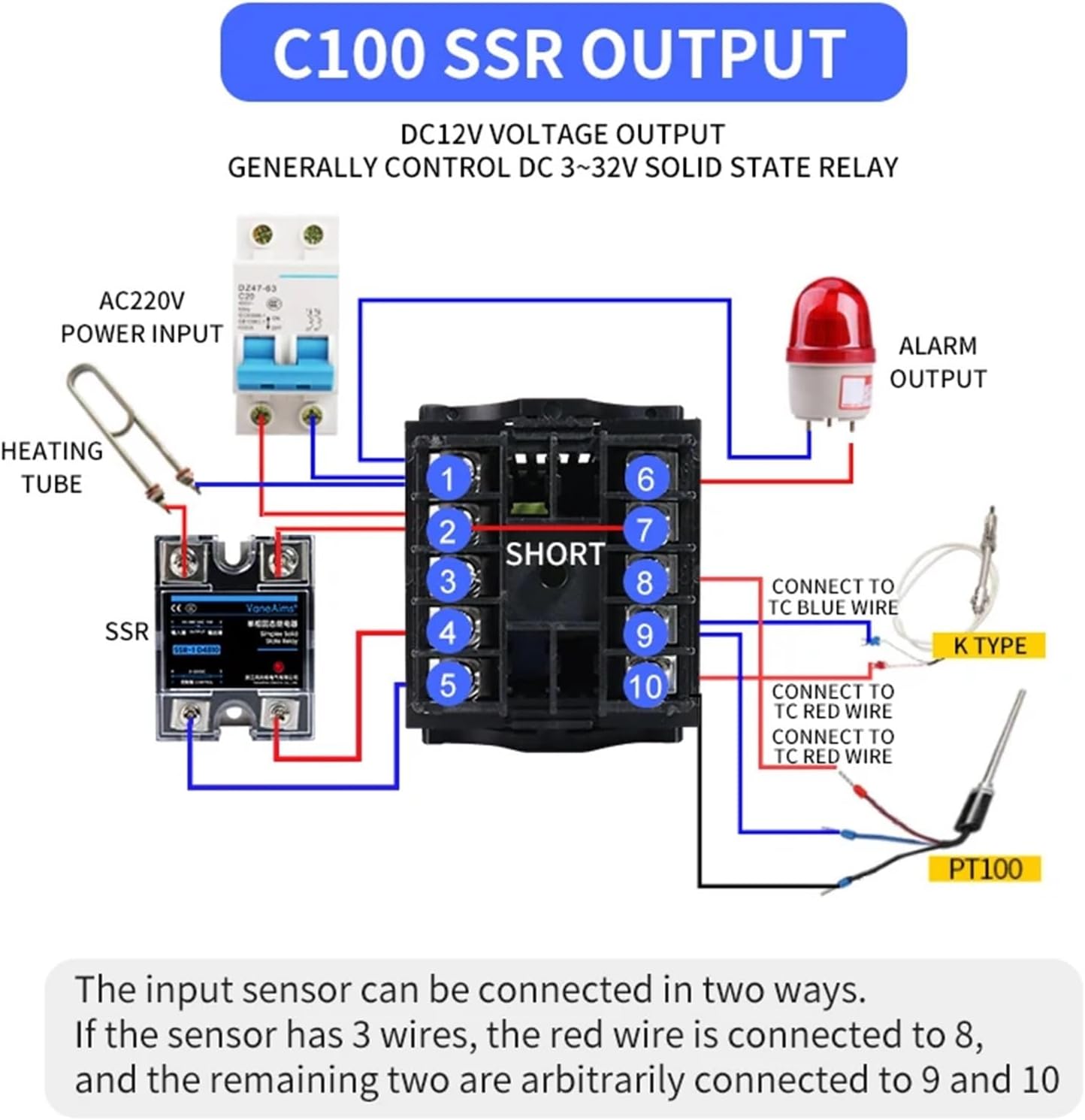 Digital PID Temperature Controller Rex-C100 Output Thermostat K Type Temperature 0-400℃ rex c100 Temp Thermoregulator 85-265vac(SSR - Universal)