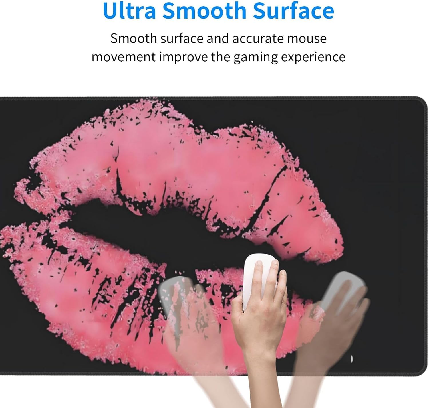 Vintage Kiss Pink Lips Mousepad Desk Mat for Desktop Waterproof Gaming Mousepad with Stitched Edges Non-Slip Laptop Computer