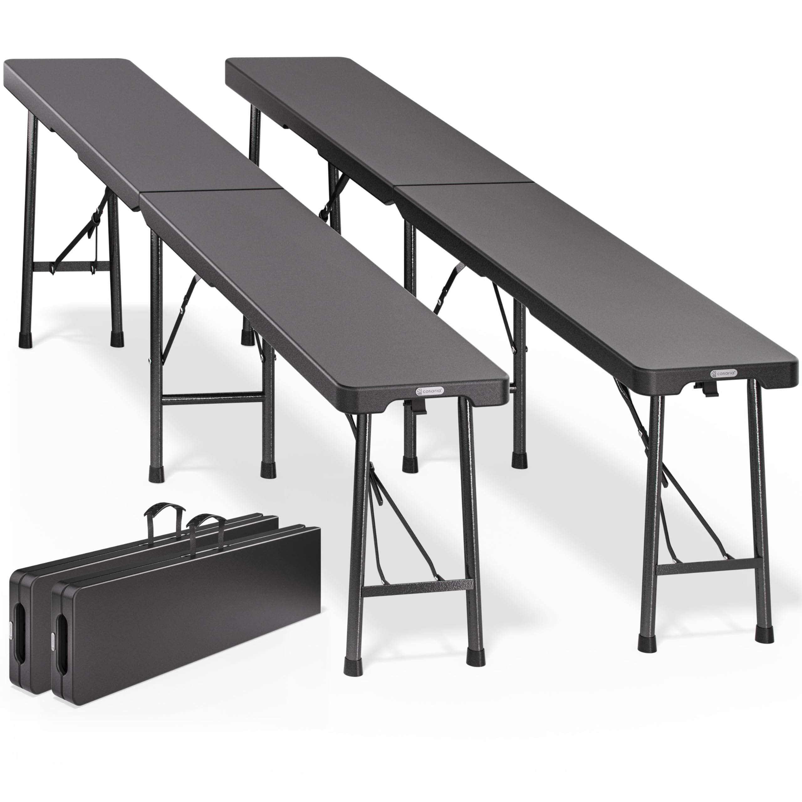 CASARIA 2 Anthracite Heavy Duty Folding Plastic Beer Benches 183x28x44 cm โ image 1