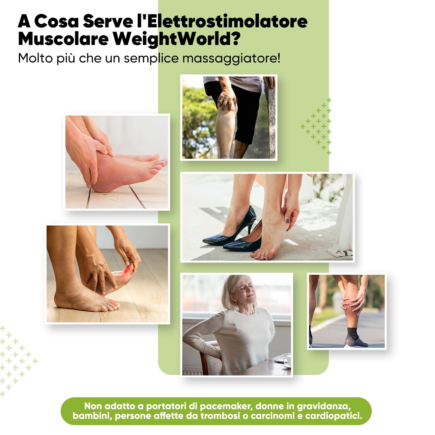 Massaggiatore con Tecnologia TENS ed EMS, Elettrostimolatore a Impulsi Elettrici per 30 Miniuti di Utilizzo, Massaggiatore Plantare con Telecomando, 4 Elettrodi TENS ed EMS e Custodia, Certificato CE