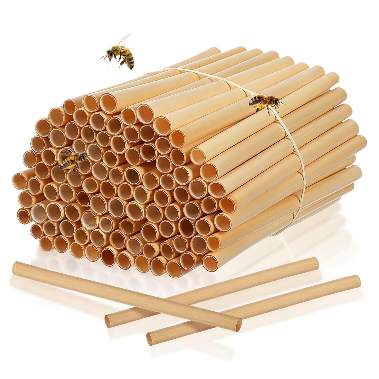 Balacoo 200Pcs Bee Tubes: Reed Pollination Bee Nesting Tubes - 15cm Empty Hotel, 0.6-0.8cm Honeycomb Reed for Insect Hotels Bug Houses
