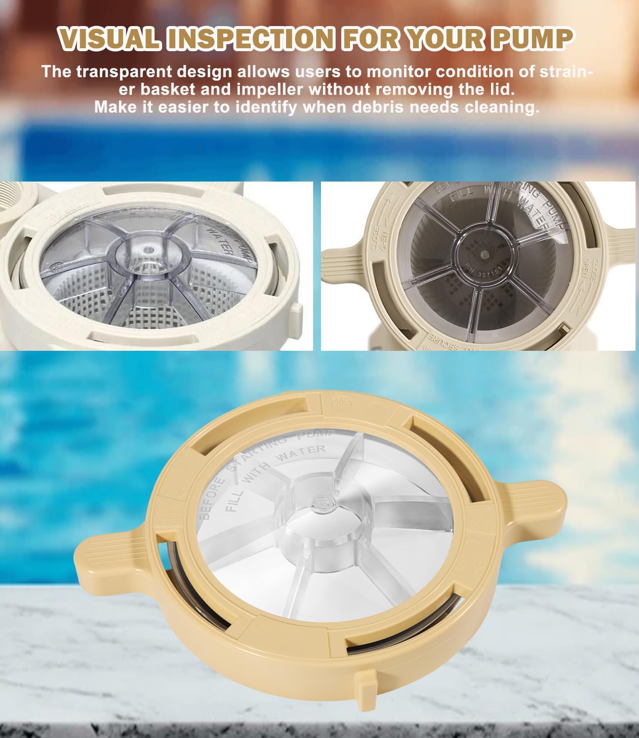 Bonbo Replacement Kit for Pentair Whisperflo and Intelliflo Variable Speed Pool and Spa Pump, Replace for 357151 Lid, 357199 O-Ring, 350013 Locking Ring