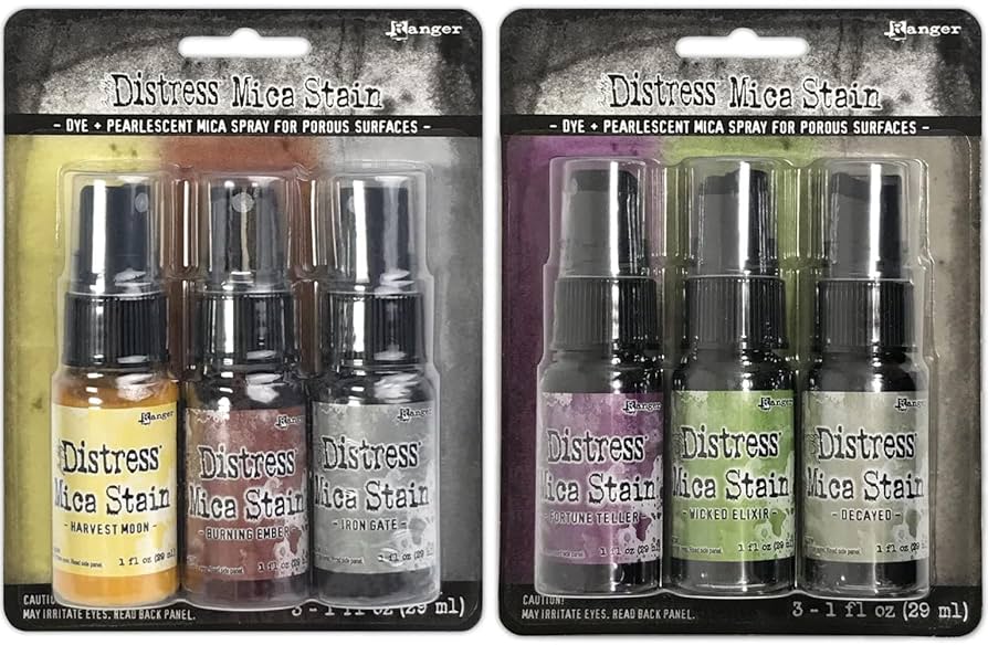 Distress Mica Stain 3色セット + 9.5インチハサミ Ranger Tim Holtz Distress Mica Stain Sprays Halloween Set #1