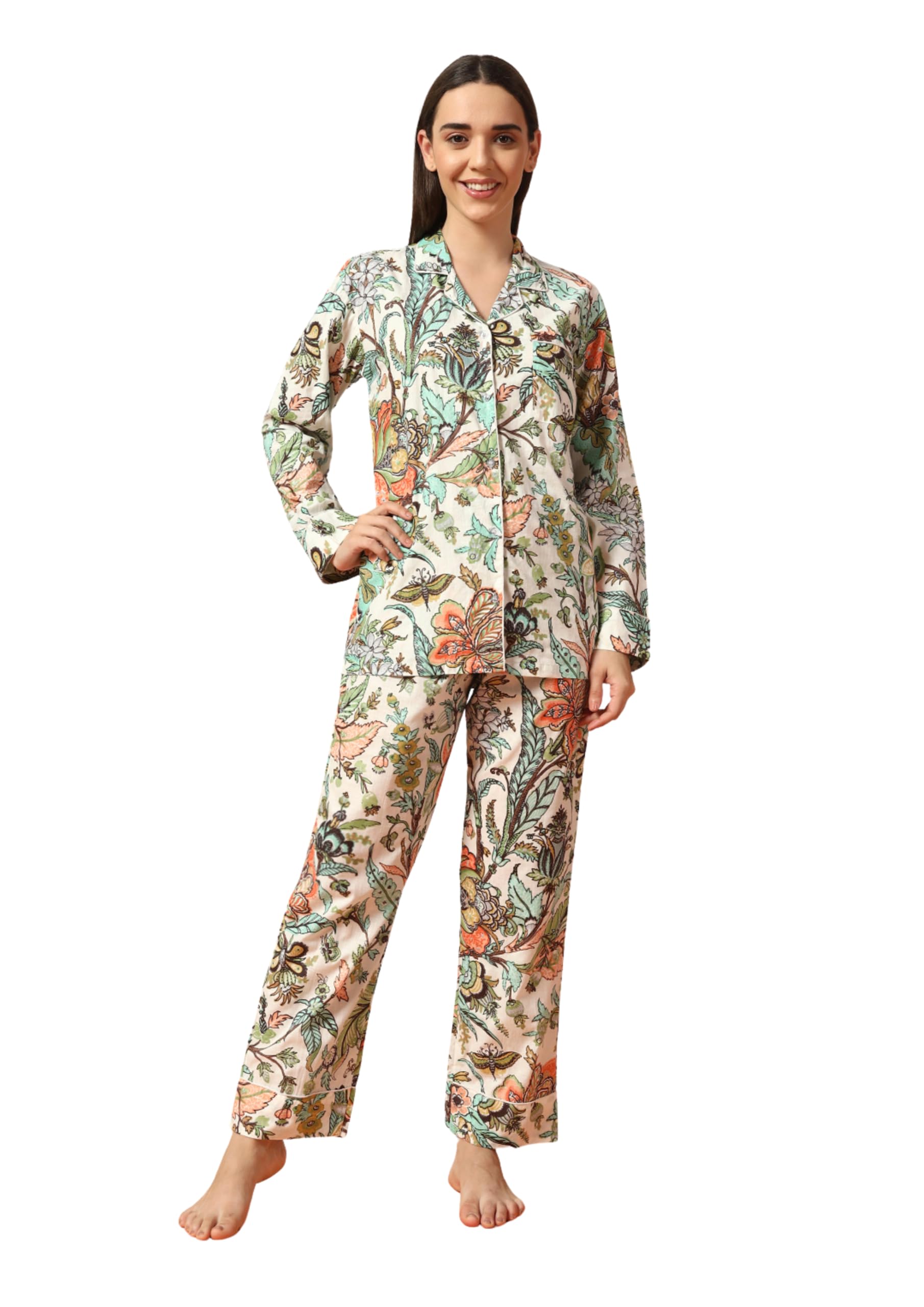 ravaiyaa - attitude is everything Ravaiyaa Women Printed Pure Cotton Night Suit | Printed Night Suit | Comfortable Cotton Night Dress & Sleepwear | Cozy Pyjama Set | Cotton Night Suit-picture-51