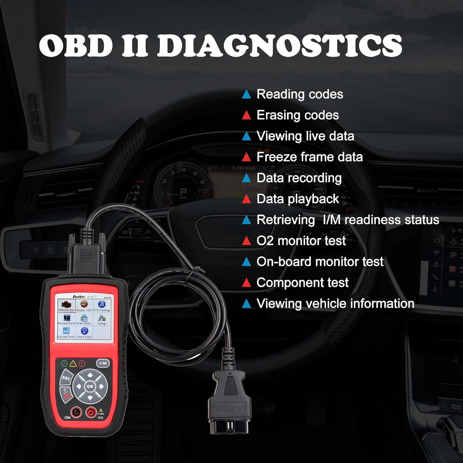 Autel AutoLink AL439 OBD2/EOBD Code Reader and Electrical Testing Tool, Better AL329 OBD2 Scanner, Full OBDII 10 Modes, OBDII & CAN Diagnostic Tool, Circuit Test, Start Systems Test, Ready Test