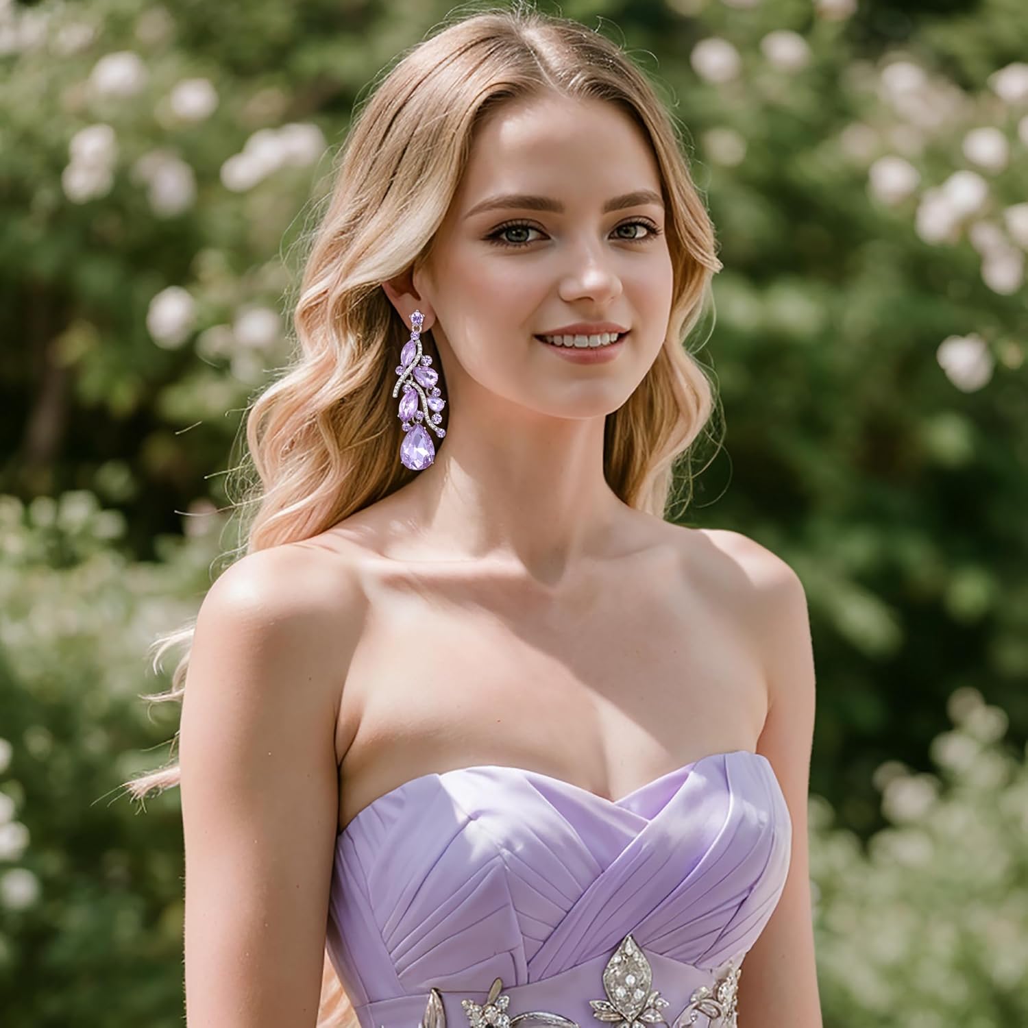 BriLove Women's Bohemian Boho Crystal Multi Teardrop Filigree Cluster Chandelier Dangle Earrings - Image 3