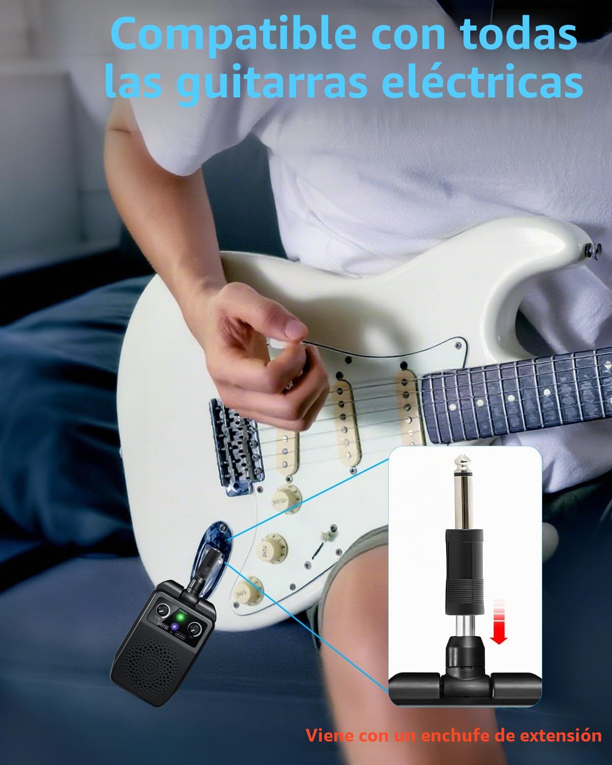 JOYO Mini amplificador portátil de guitarra 5 W, combinado Bluetooth recargable con efectos integrados (limpieza, sobremarcha, distorsión, reverberación)