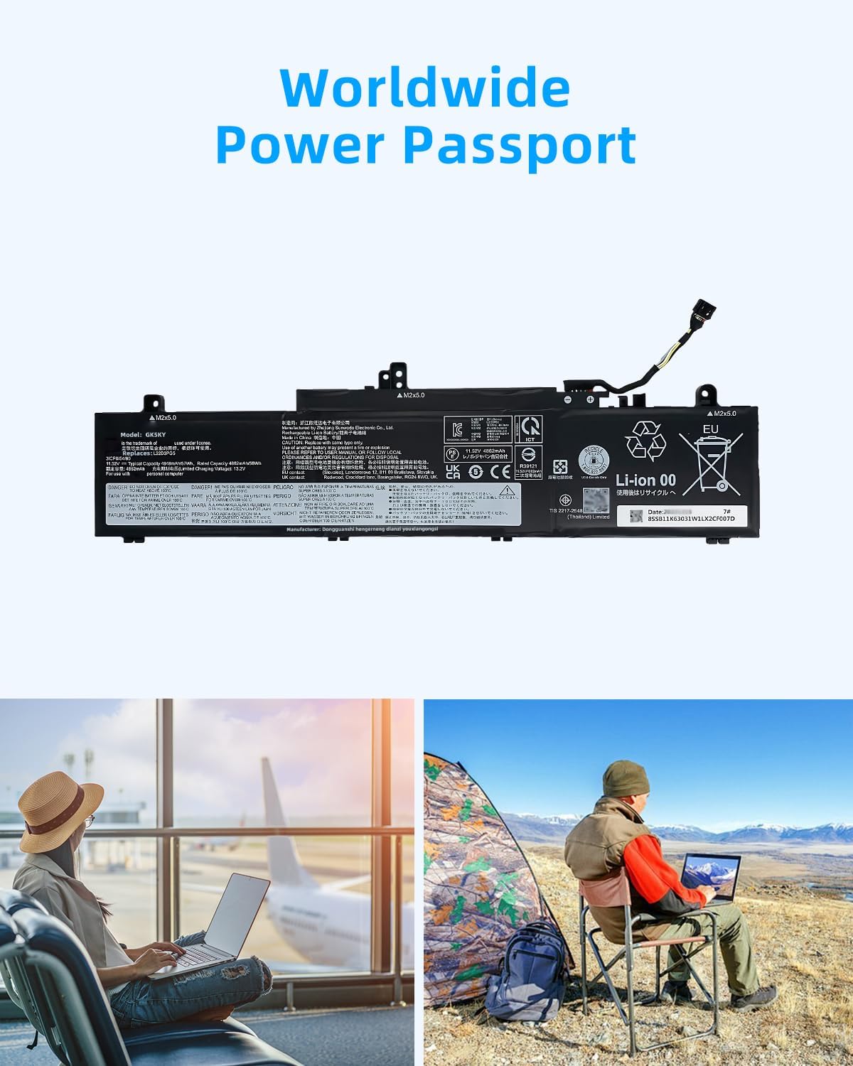 57 Wh L22L3PG5 Laptop Battery Replacement for Lenovo for ThinkPad E14 Gen 5 2023 for ThinkPad E14 Gen 6 2024 E16 Gen 1 2023 E16 Gen 2 2024 Series notebook L22B3PG5 L22D3PG5 L22M3PG5 High performance