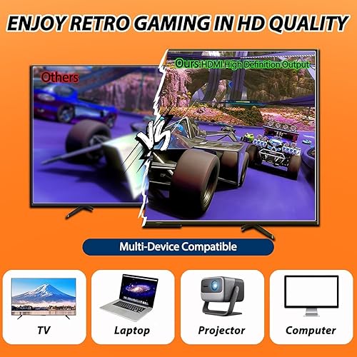 Miniatura 5 de Consola de juegos portátil retro inalámbrica, consola de juegos incorporada más de 20000 videojuegos Plug-and-Play, equipada con 18 simuladores,