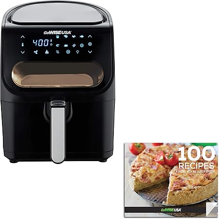 GoWISE USA GW22953 4-Quart Air Fryer with Viewing Window and 8 Presets, 4-QT, Black