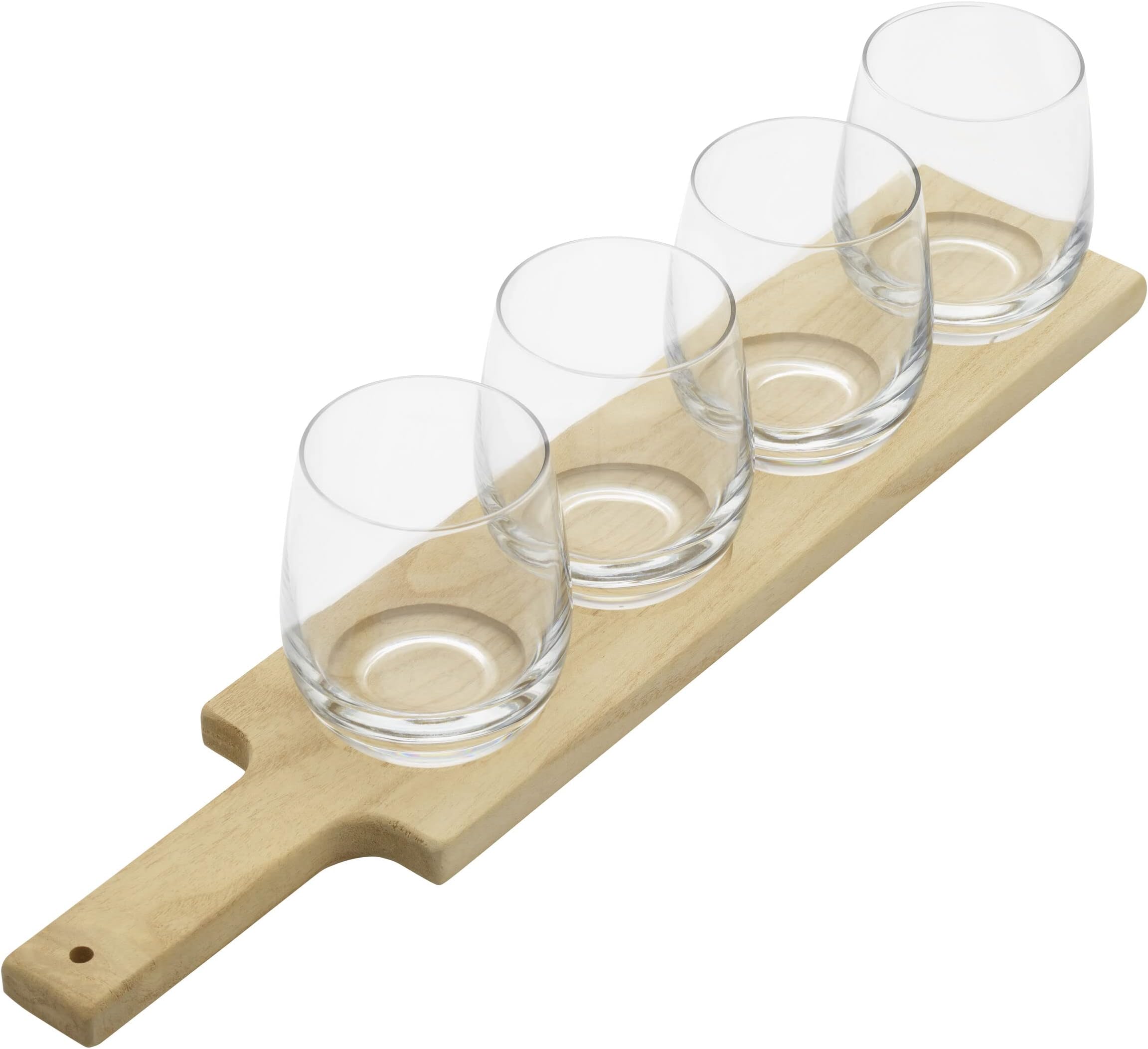 Houdini 5 Piece Wine Flight Tasting Board Wine Glasses