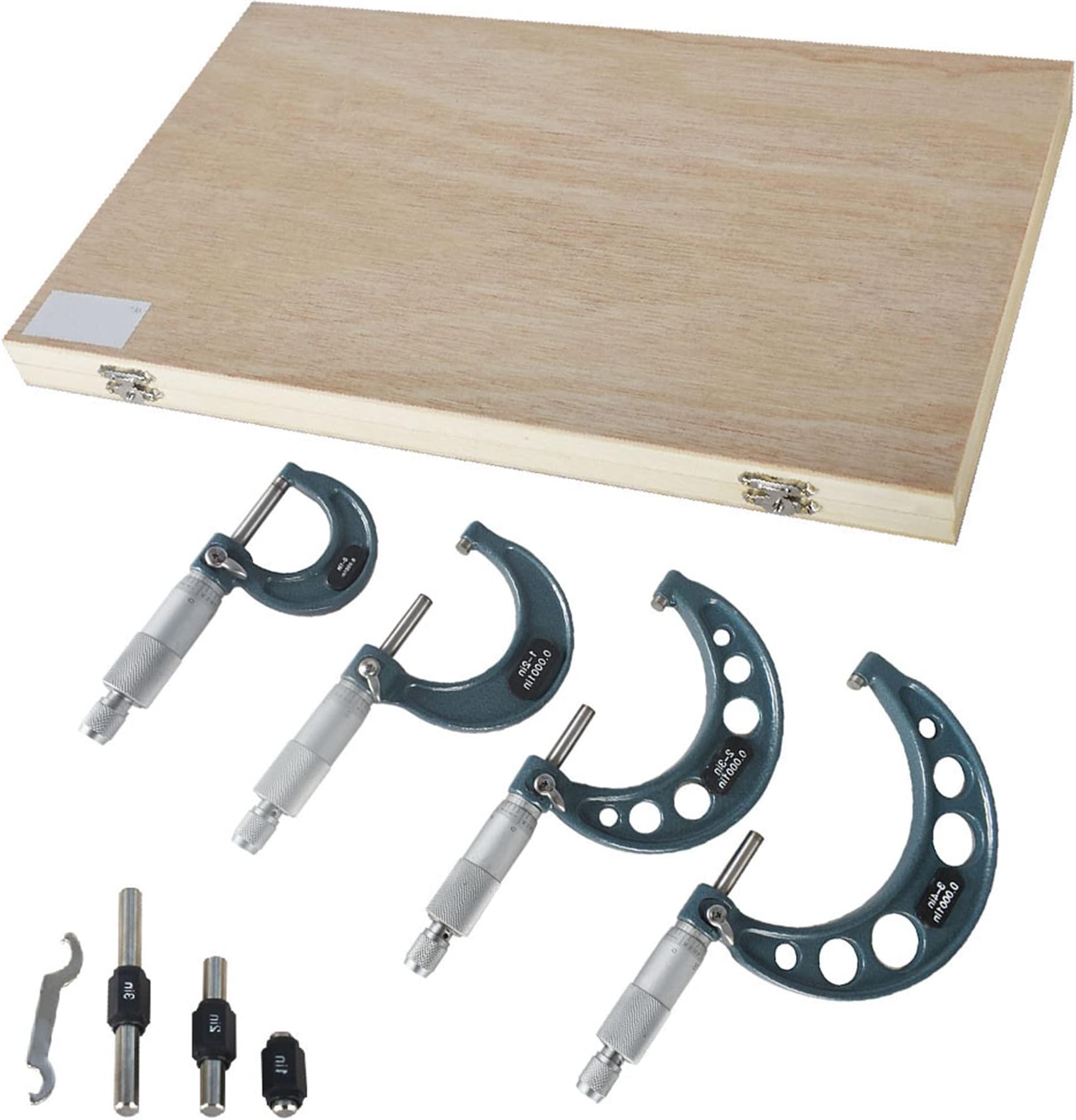 waltyotur 0-4 Micrometer and Accessories 4-Pack for Precision Measurement Works with Carbide Tip