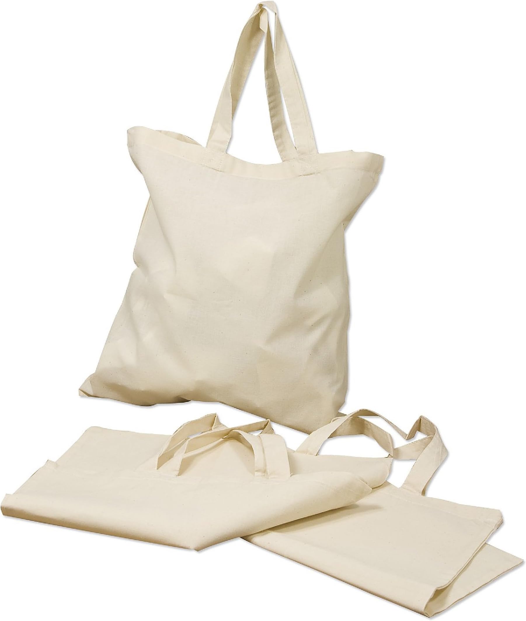 Georgiabags Best Deal! (3 Pack) Basic Reusable Cotton Tote Bags, Great for PROMOTIONAL GIFTS, DIY CRAFT & ARTS, PARTY FAVOR BAGS, SHOPPING GROCERY BAGS