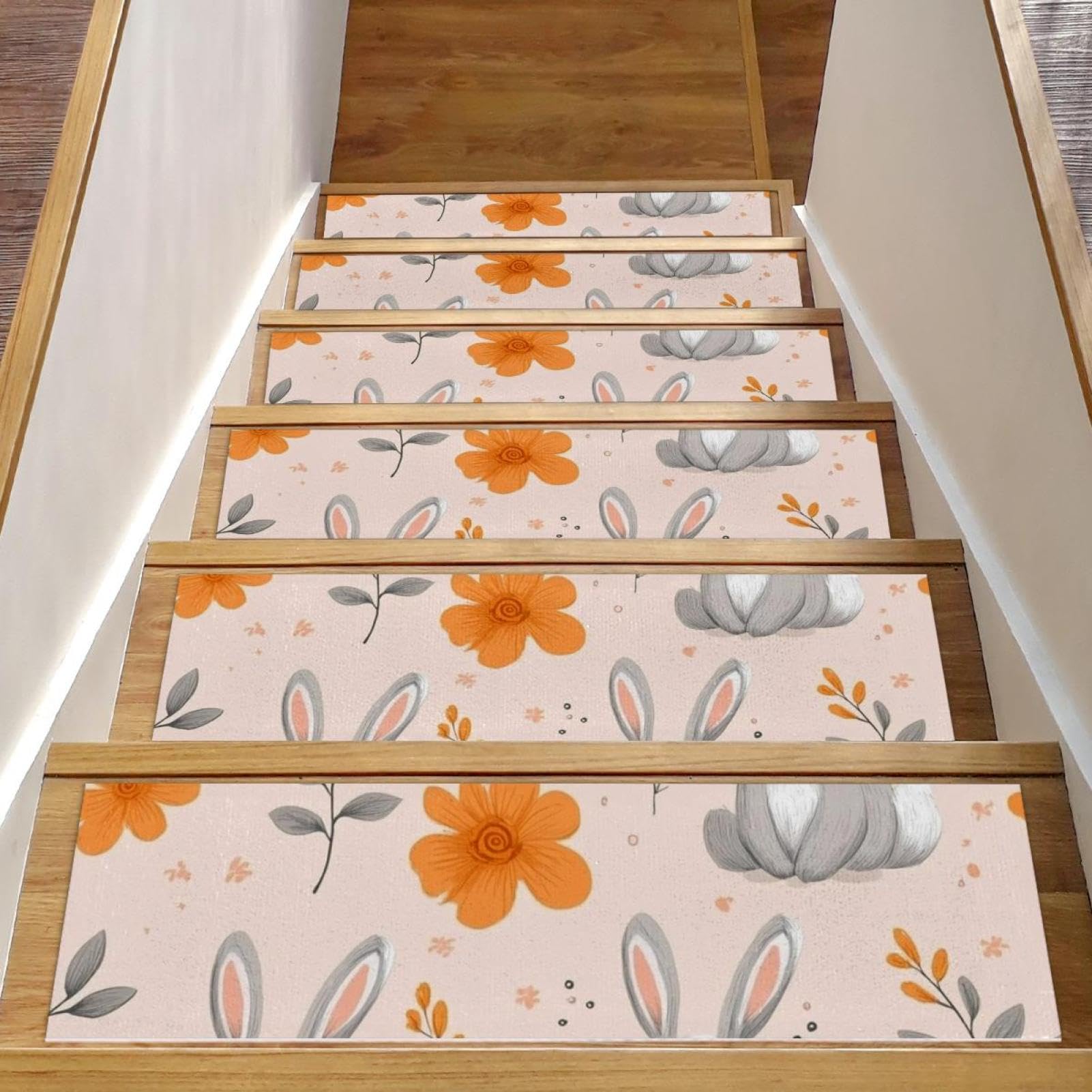 Tapis d'escalier antidérapants lapin x15 pour marches bois