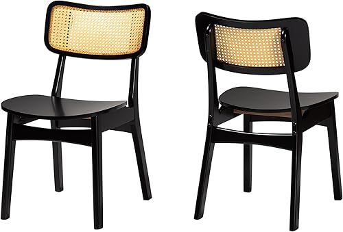 Baxton Studio Tafari - Juego de 2 sillas de comedor, marrón oscuromarrón claro