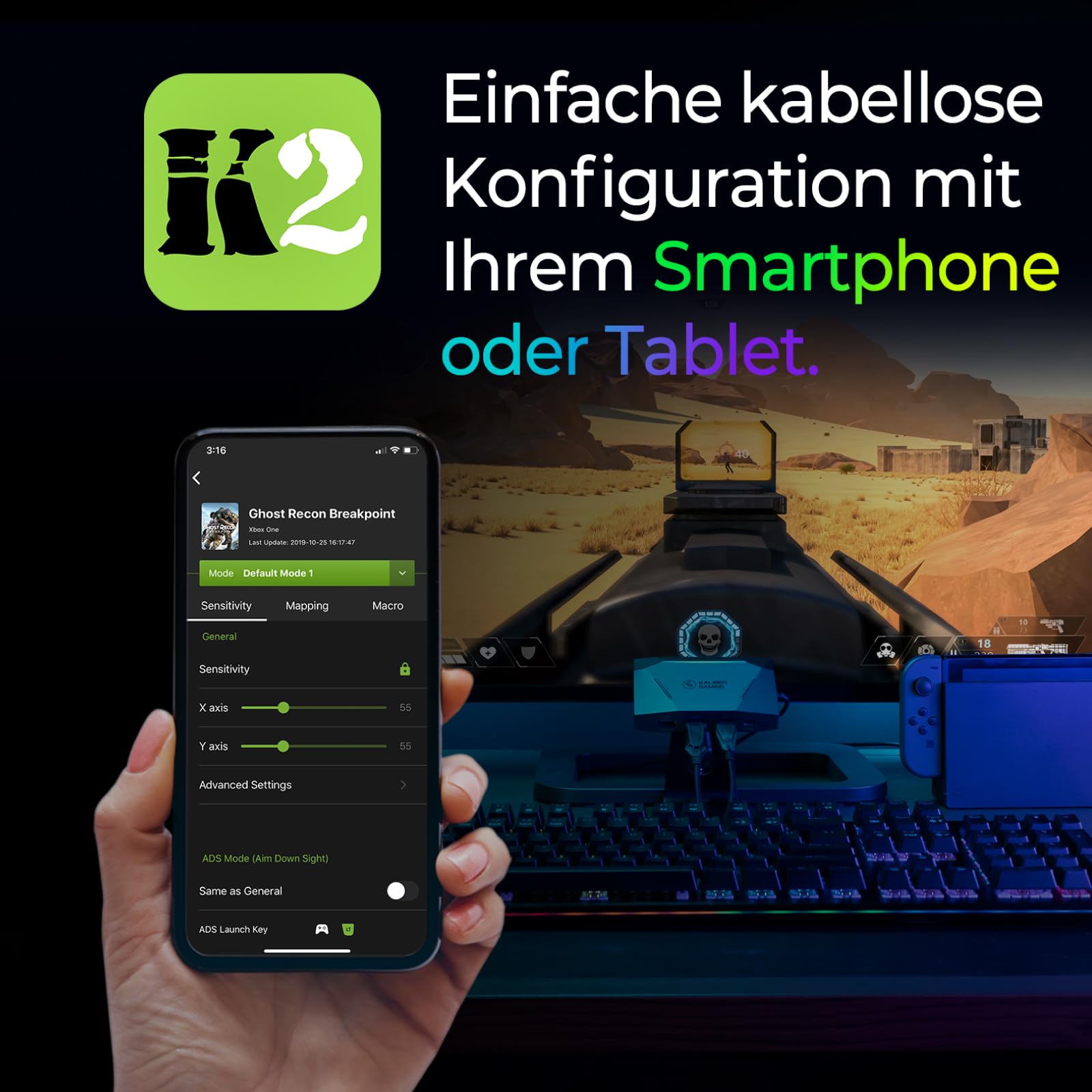 IOGEAR KeyMander 2 - Maus-/Tastatur-Switch Adapter für Xbox Series X|S, PS5 PS4 und Nintendo Switch mit Cross-Over-Funktion für Controller