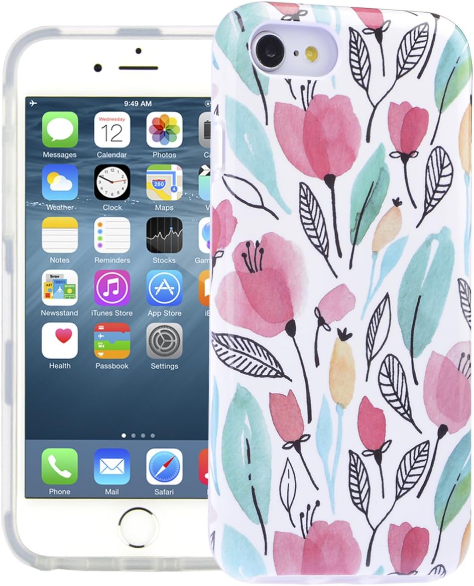 Dimaka Case for iPhone 7 Case, iPhone 8 Case, Floral Flower Cute Case, Dual Layer Covers for Girls, Sturdy and Protective Bumper for iPhone 7 and 8 (122, iPhone 7 & 8)