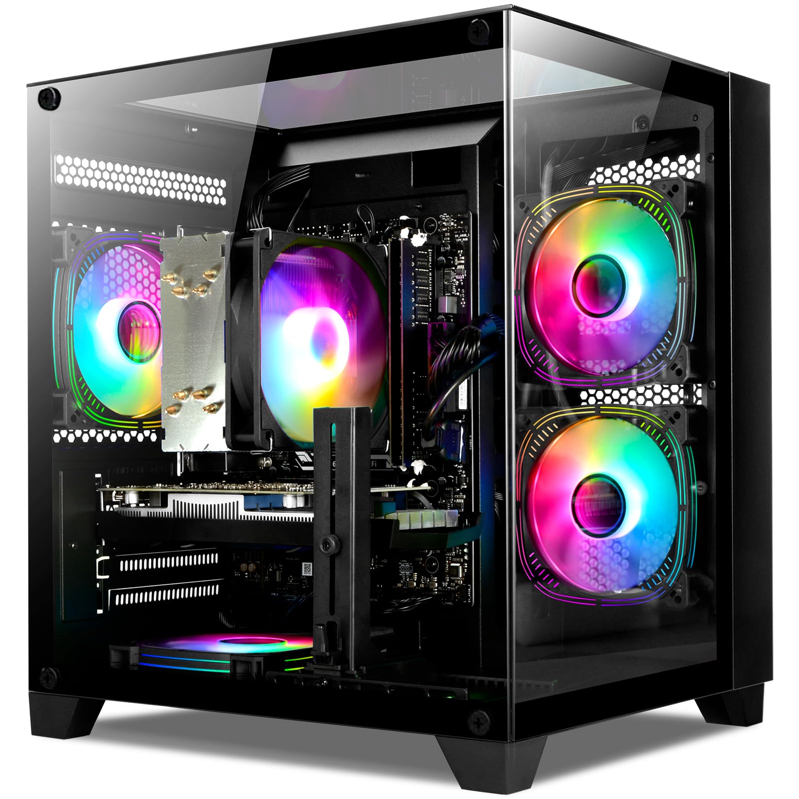 Prebuilt Gaming PC Desktop Ryzen 7 5700X, GeForce RTX 4060, 16G DDR4 RAM, 1TB NVME 3.0 SSD, Tower Computer for Work, Streaming & Every Day Home Use (Black)