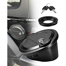 Gas Cap Cover with Lock Compatible with Jeep Wrangler JL 2018-2024 Sport Rubicon Sahara Unlimited, ABS Plastic Fuel Tank Cap Cover, Locking Gas Door with lock--1PCS,Black