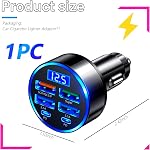 6 in 1 24V/12V Car Charger Adapter,Car Cigarette Lighter USB Charger with PD/Super/QC3.0/3.1A Port & LED Voltage Display,Upgraded Cars Cigarette Lighter Adapter for Multiple Devices