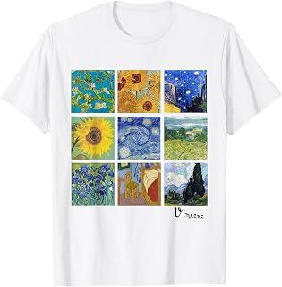Van Gogh Painting Collage with Sunflowers and Starry Night T-Shirt