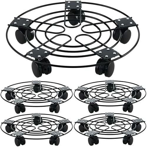 5 Packs 13.5" Large Metal Plant Caddy with Wheels Iron