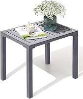 Vista 12 de Crestlive Products Mesa auxiliar para exteriores, mesa auxiliar rectangular de aluminio, mesa de café para patio pequeño para interiores y Negro
